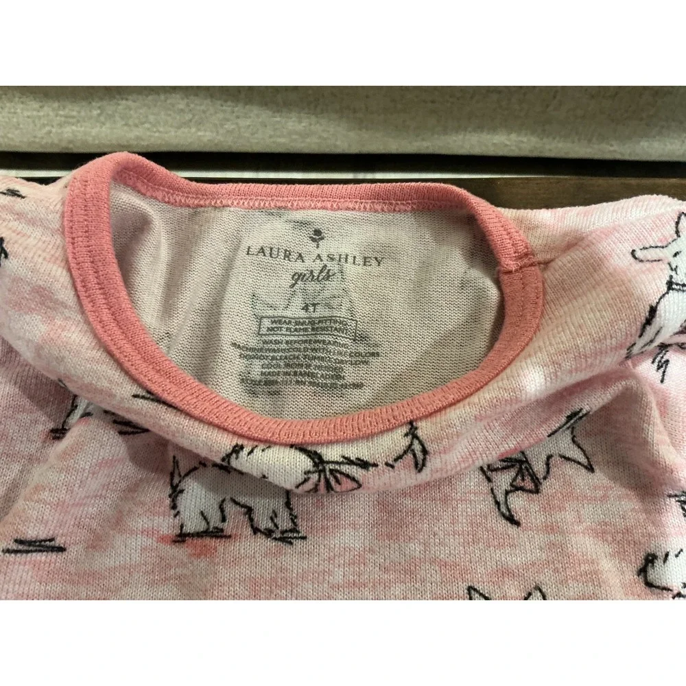Laura Ashley Girls Pink Scottie Dog Pajama Set 2pc Long Sleeve Snug Fit Size 4T